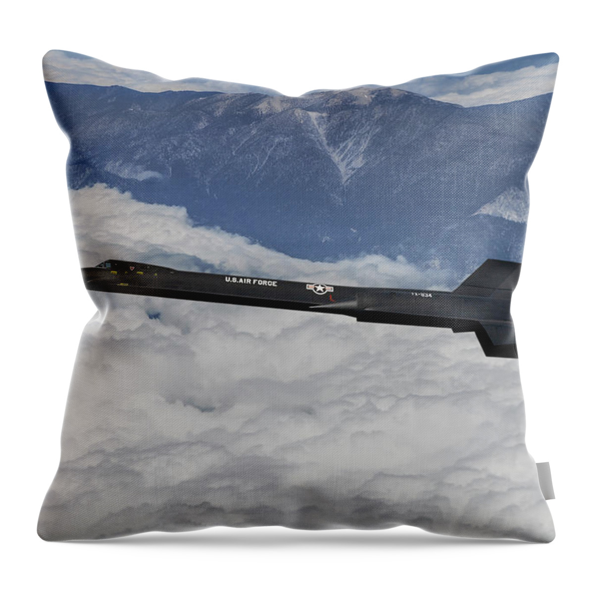 U.s. Air Force Throw Pillow featuring the mixed media USAF Lockheed YF-12A Blackbird #3 by Erik Simonsen