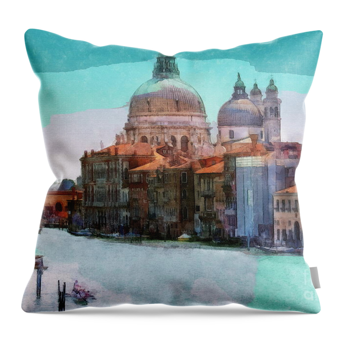 Venice Throw Pillow featuring the digital art Venice Grand Canal #1 by Jerzy Czyz