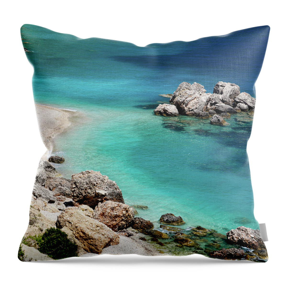 Vouti Throw Pillow featuring the photograph Vouti beach in Kefalonia, Greece #1 by Constantinos Iliopoulos