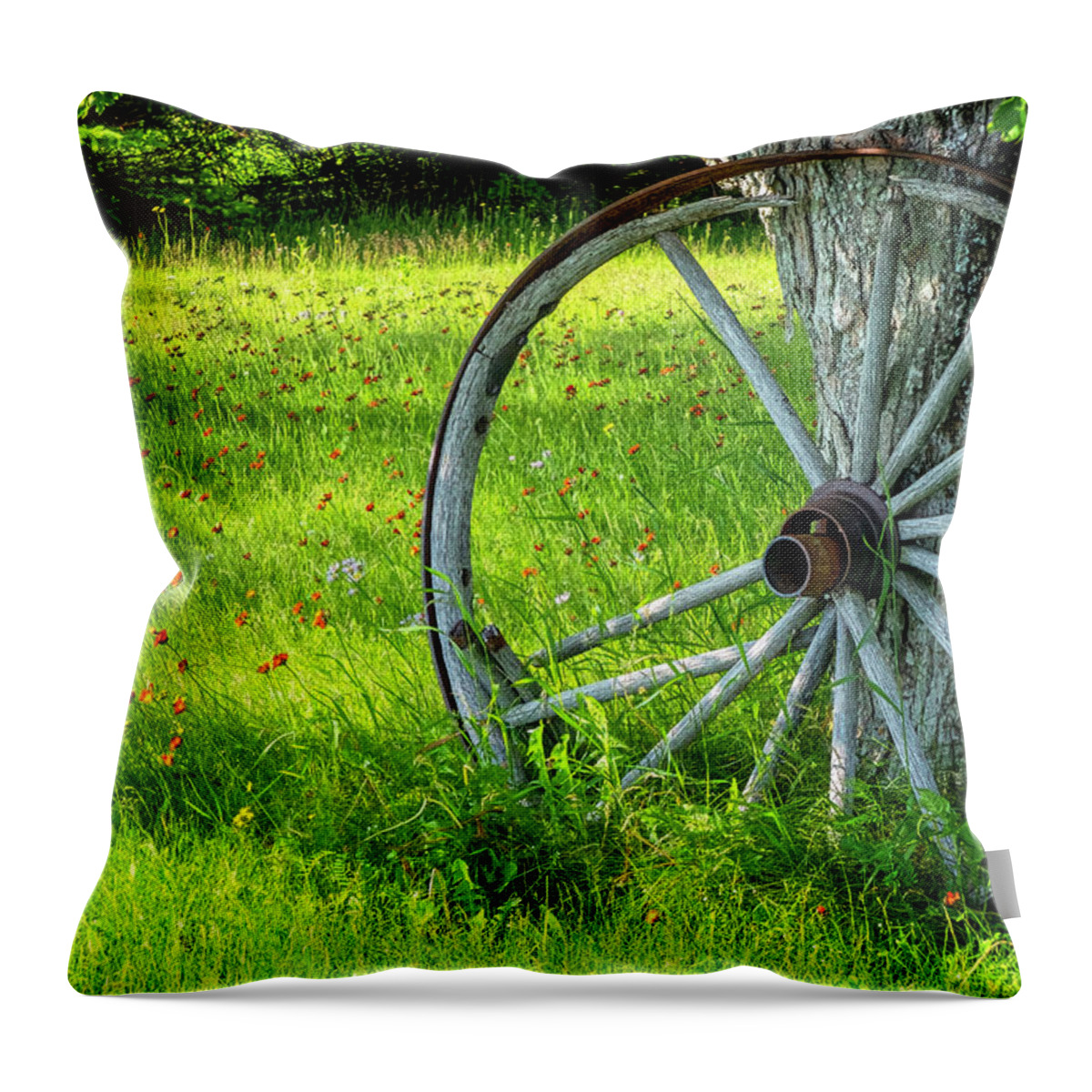 East Dover Vermont Throw Pillow featuring the photograph Wagon Wheel #1 by Tom Singleton