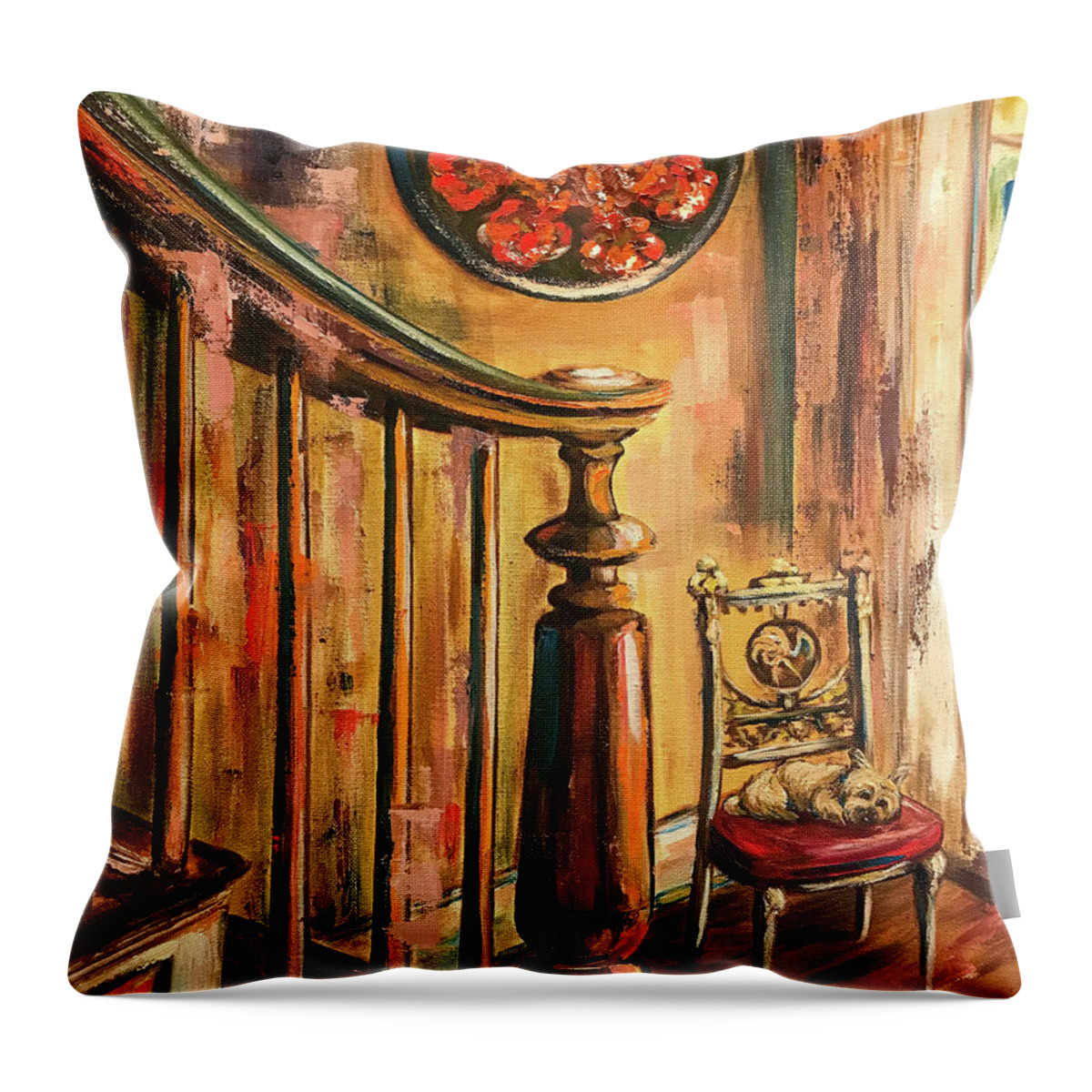 Paintings Throw Pillow featuring the painting Waiting #2 by Sherrell Rodgers