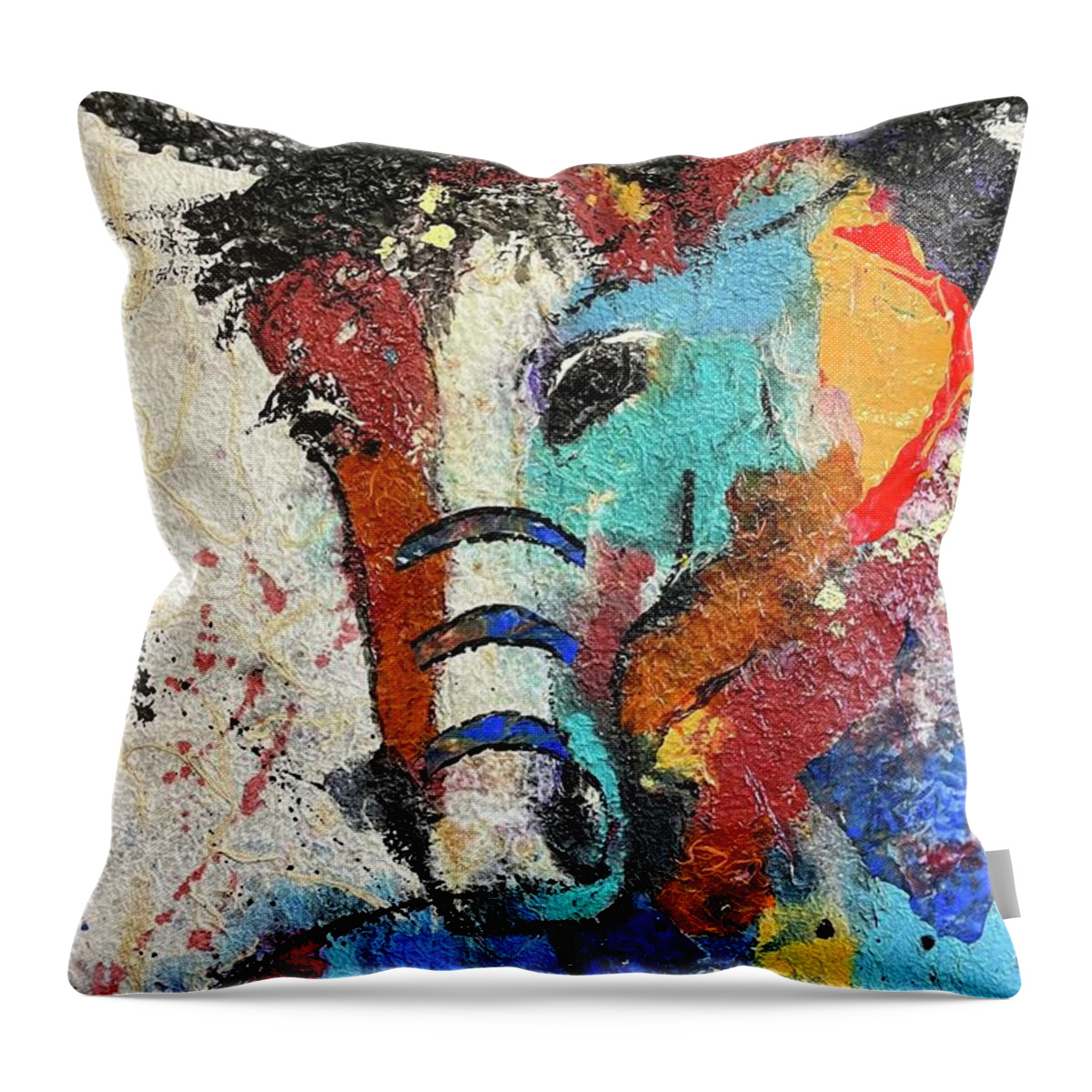 Indian Horse Throw Pillow featuring the painting War Horse #1 by Elaine Elliott