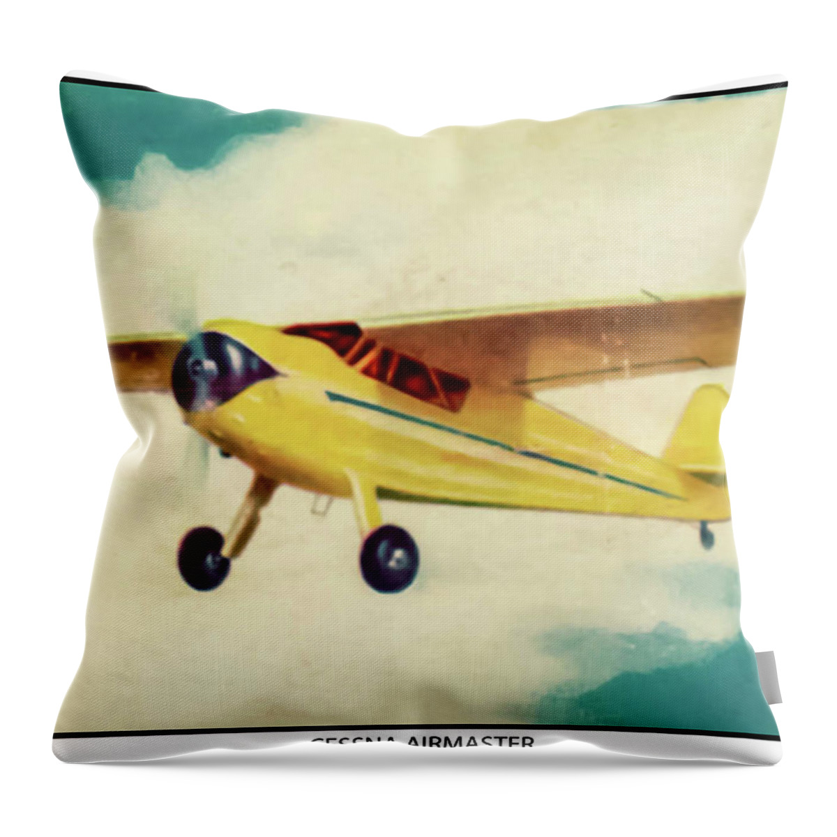 Abrams Throw Pillow featuring the mixed media Wings Cigarette Airplane Trading Card #1 by Pheasant Run Gallery