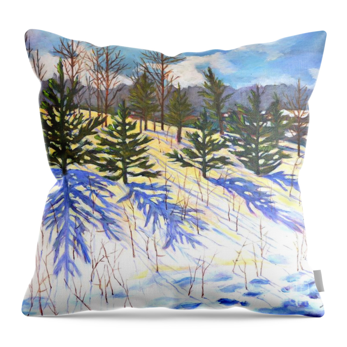 Winter Throw Pillow featuring the painting Winter shadows #6 #1 by Betty M M Wong