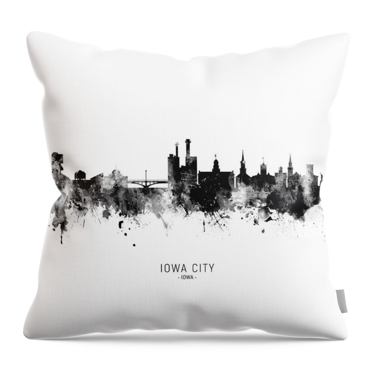 Iowa City Throw Pillow featuring the digital art Iowa City Iowa Skyline #10 by Michael Tompsett