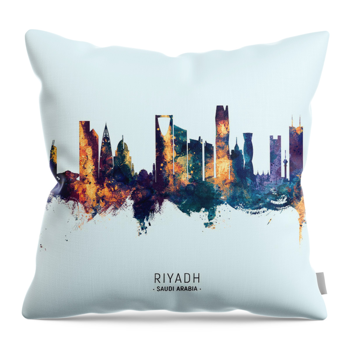 Riyadh Throw Pillow featuring the digital art Riyadh Saudi Arabia Skyline #10 by Michael Tompsett