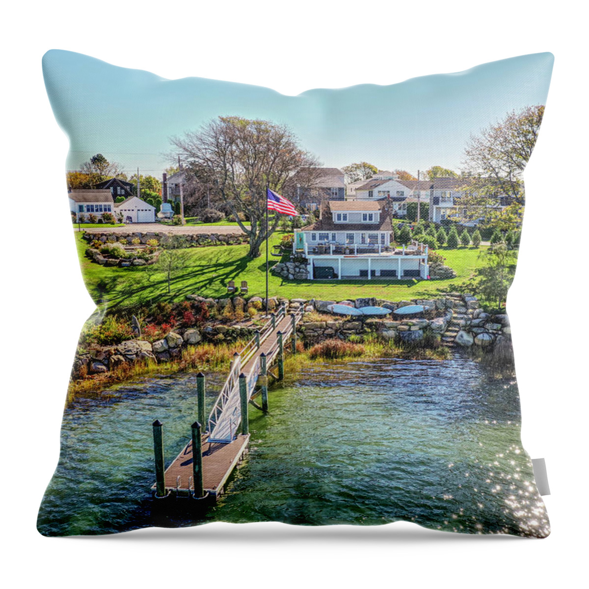 Water View Throw Pillow featuring the photograph 10 Sea Crest Drive Water by Veterans Aerial Media LLC