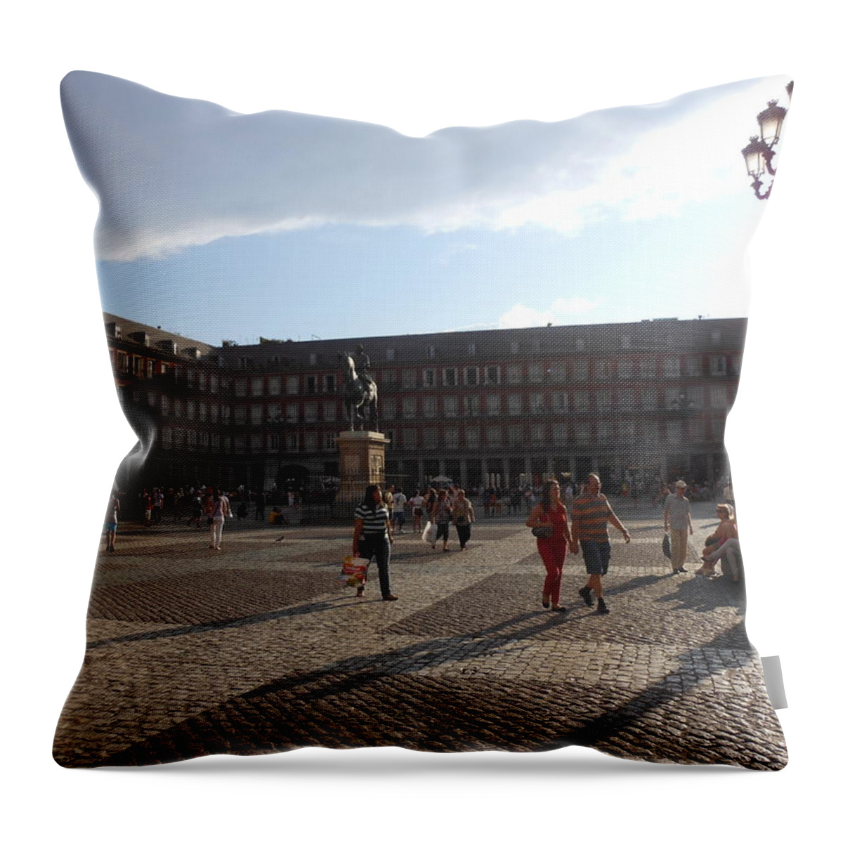 Plaza De Mayor Throw Pillow featuring the photograph Spain #10 by Coo Yamada
