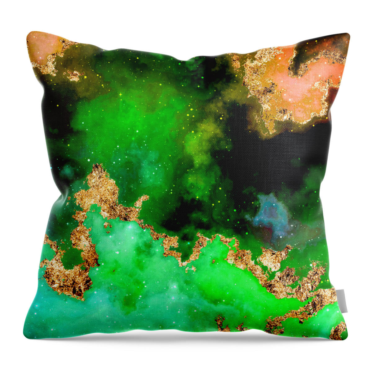 Holyrockarts Throw Pillow featuring the mixed media 100 Starry Nebulas in Space Abstract Digital Painting 061 by Holy Rock Design