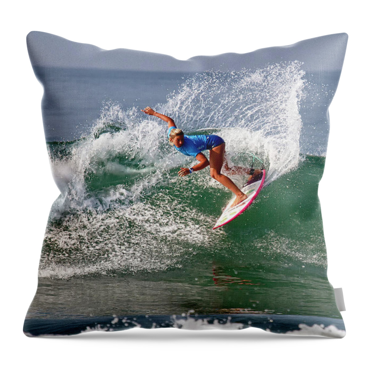 Surfers Throw Pillow featuring the photograph Sage Erickson #11 by Waterdancer