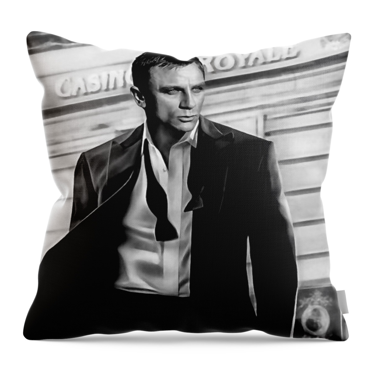 James Bond Throw Pillow featuring the mixed media James Bond Collection #12 by Marvin Blaine