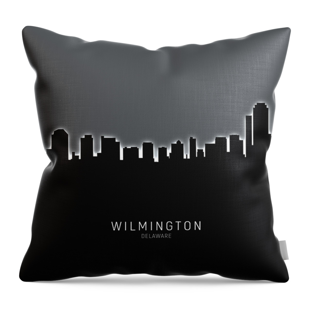 Wilmington Throw Pillow featuring the digital art Wilmington Delaware Skyline #12 by Michael Tompsett