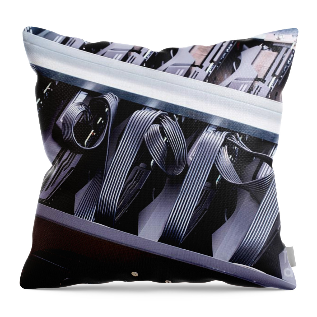 Bitcoin Throw Pillow featuring the photograph Bitcoin and cryptocurrency miner - a mining computer. #13 by Michal Bednarek