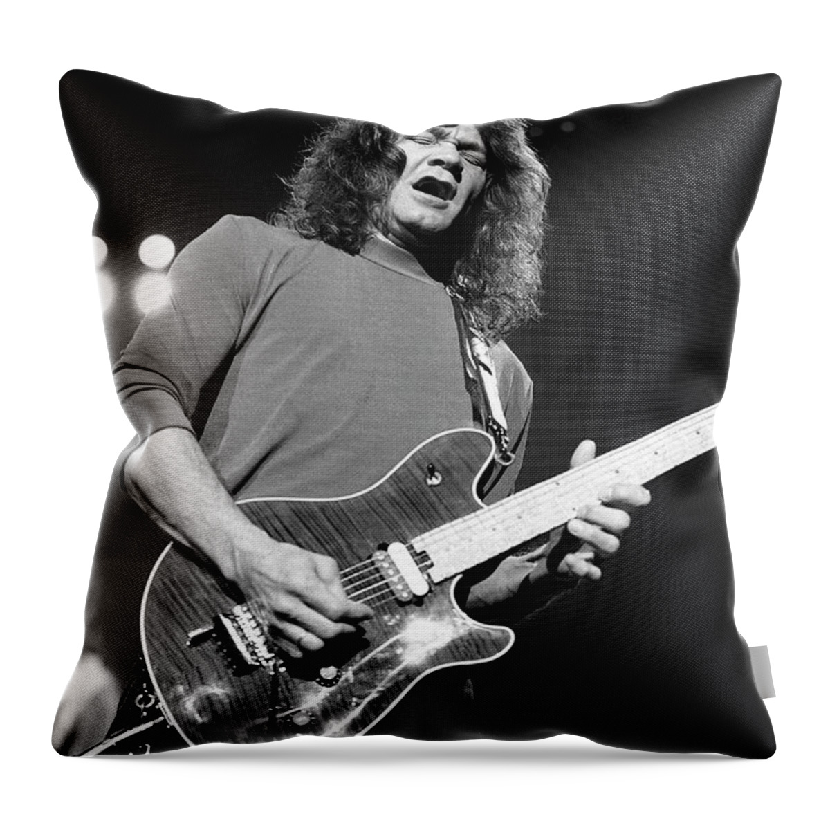 Musician Throw Pillow featuring the photograph Eddie Van Halen #13 by Concert Photos