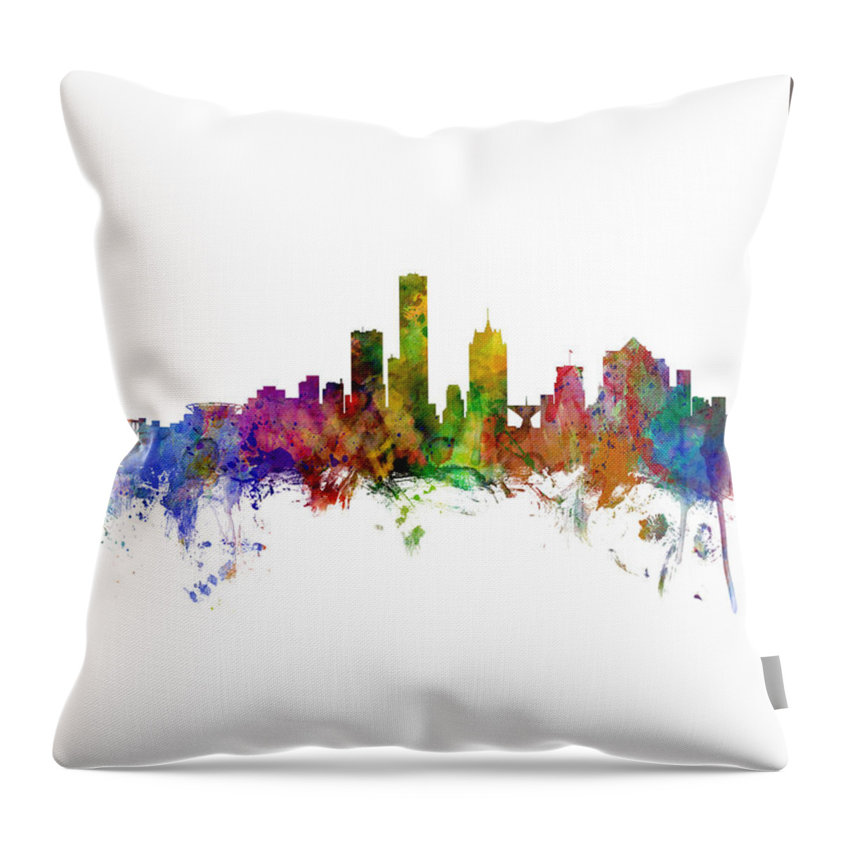 Milwaukee Throw Pillow featuring the digital art Milwaukee Wisconsin Skyline #13 by Michael Tompsett