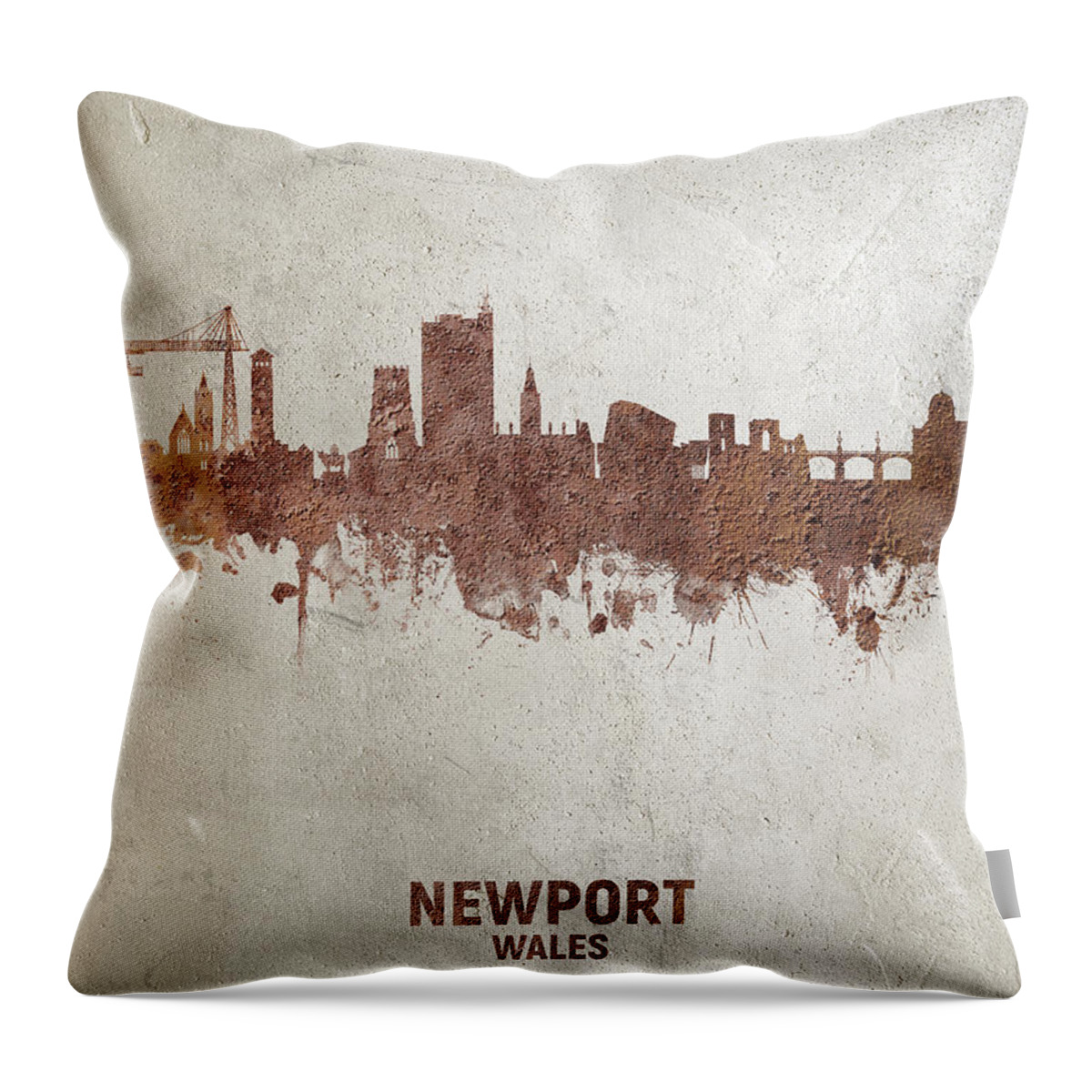 Newport Throw Pillow featuring the digital art Newport Wales Skyline #13 by Michael Tompsett