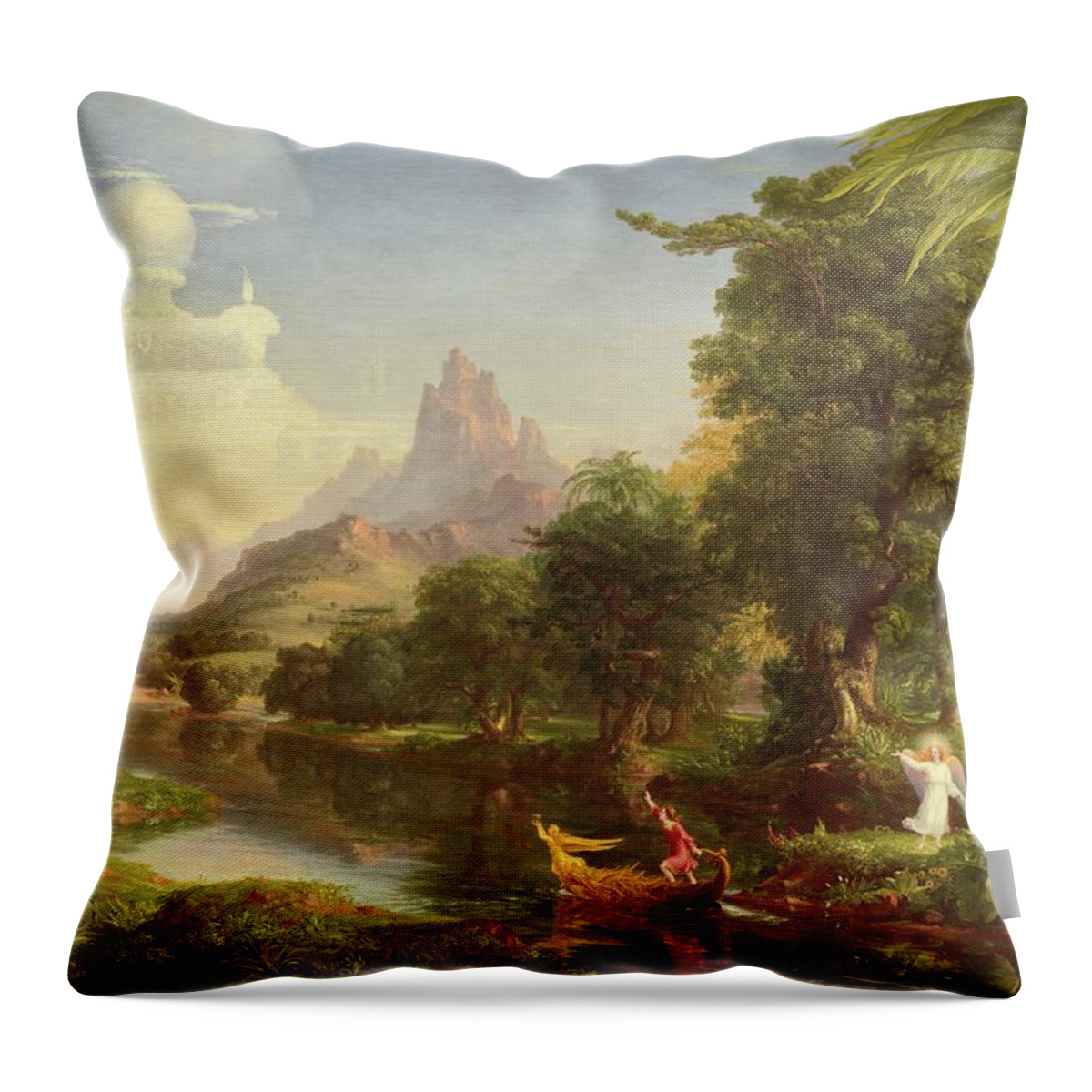 American Throw Pillow featuring the painting The Voyage of Life Youth #14 by Thomas Cole