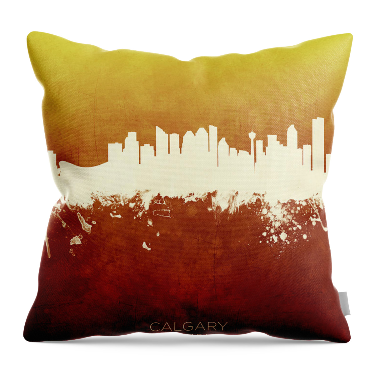 Calgary Throw Pillow featuring the digital art Calgary Canada Skyline #15 by Michael Tompsett