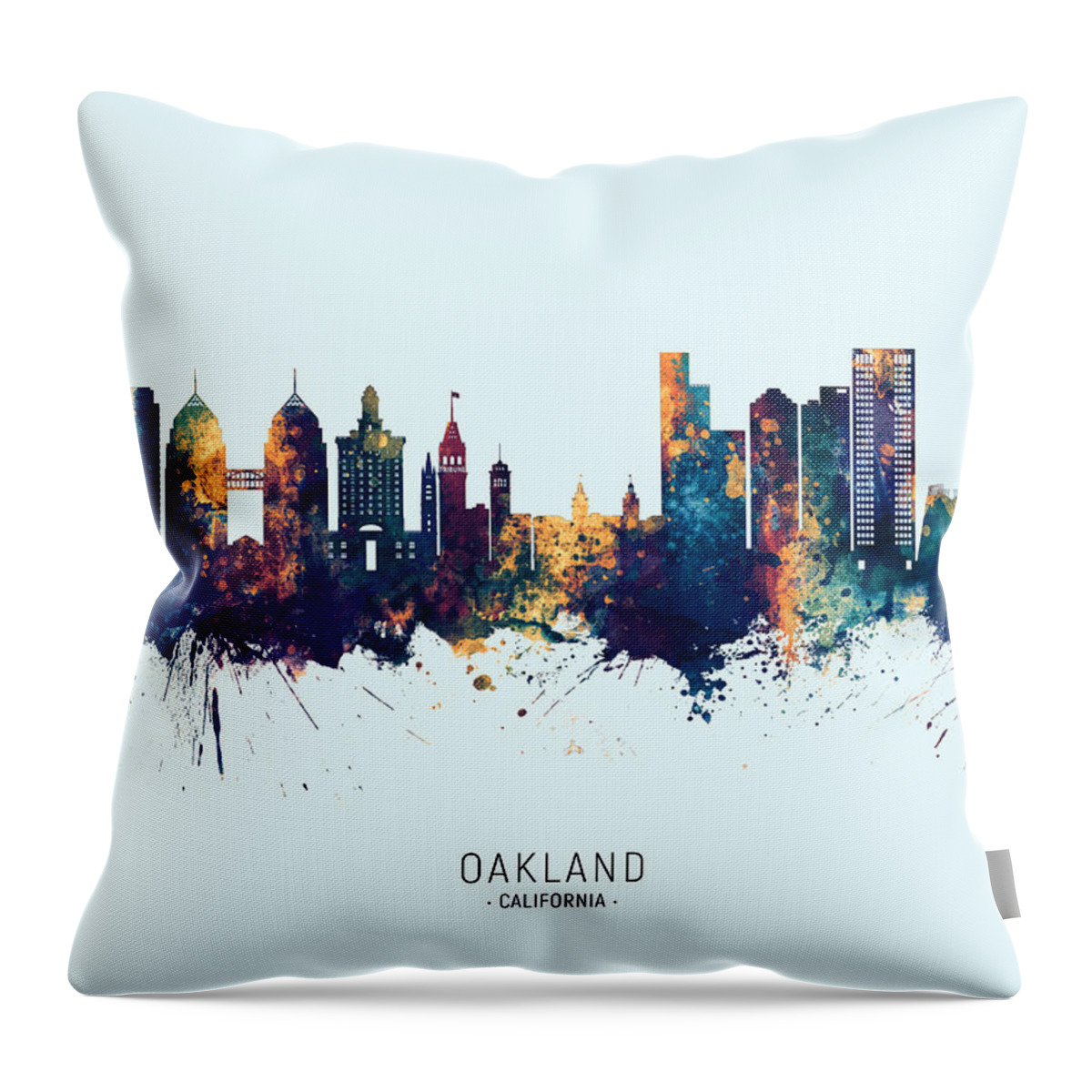 Oakland Throw Pillow featuring the digital art Oakland California Skyline #15 by Michael Tompsett