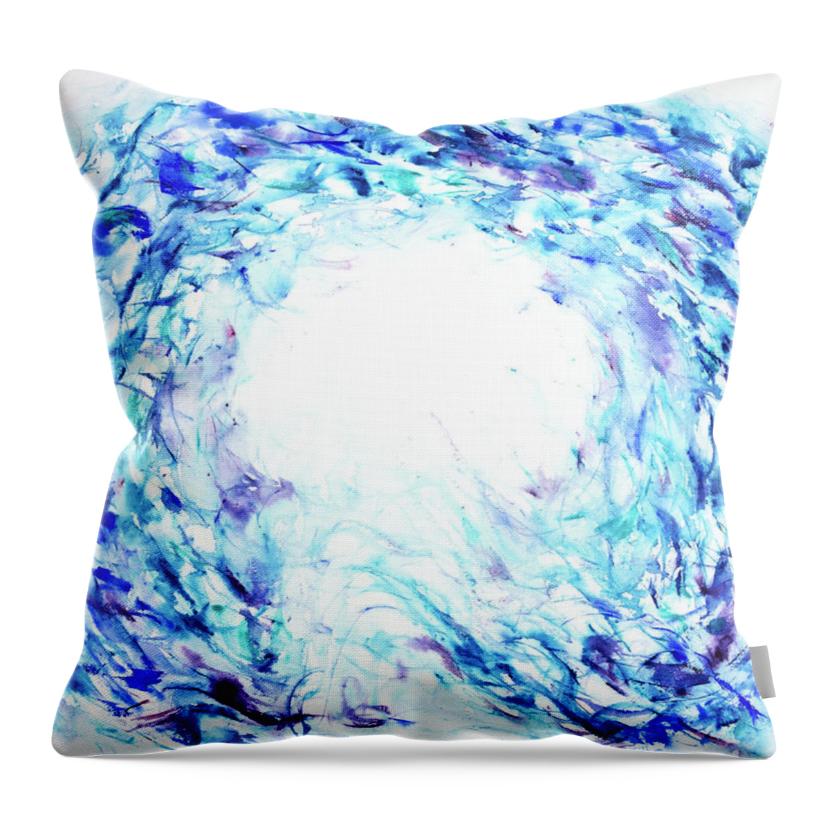  Throw Pillow featuring the painting 'Blues out of the new Box' by Petra Rau