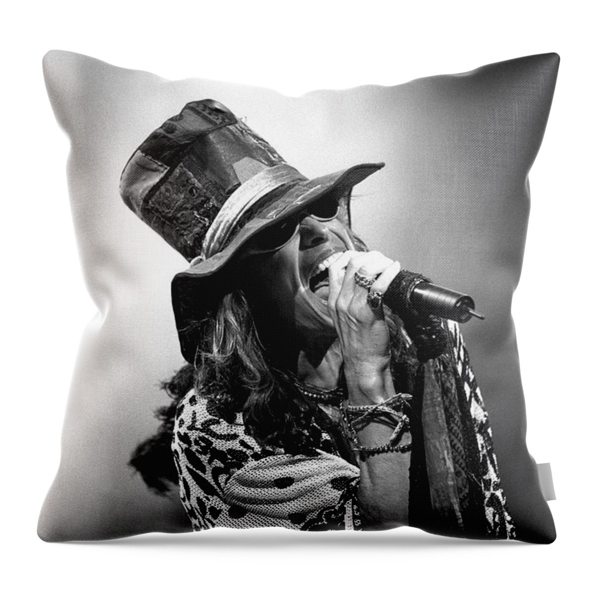 Singing Throw Pillow featuring the photograph Steven Tyler - Aerosmith #38 by Concert Photos