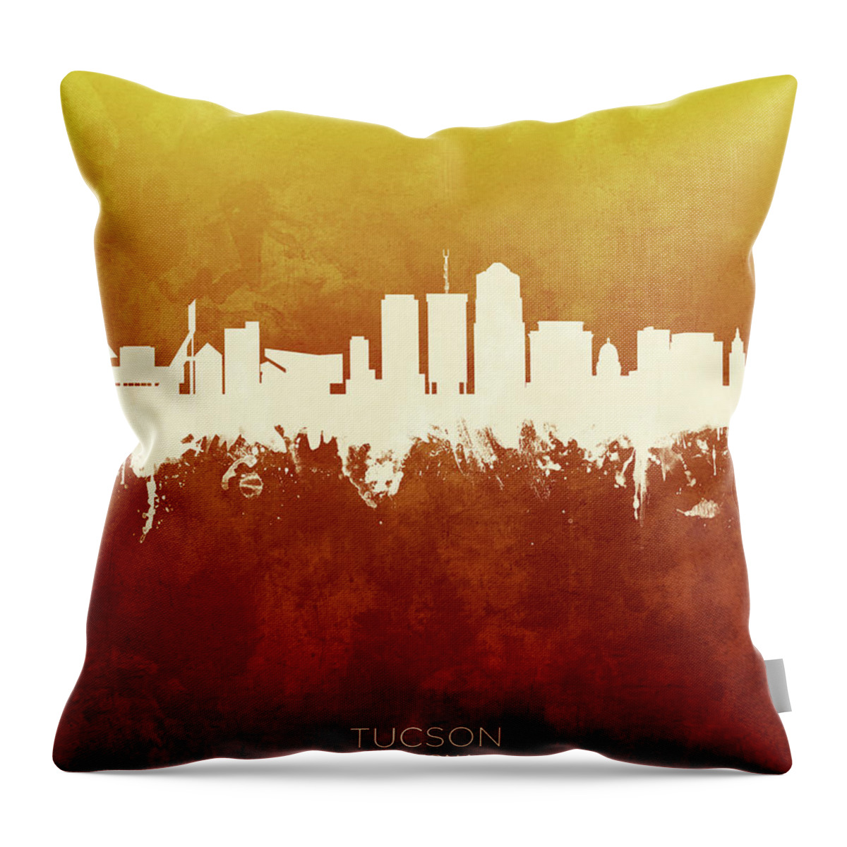 Tucson Throw Pillow featuring the digital art Tucson Arizona Skyline #15 by Michael Tompsett