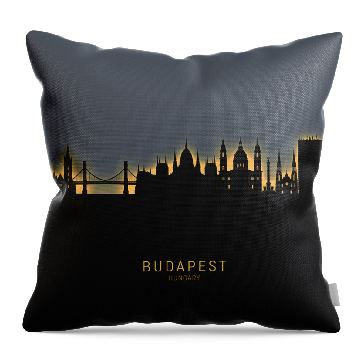 Budapest Throw Pillow featuring the digital art Budapest Hungary Skyline #16 by Michael Tompsett