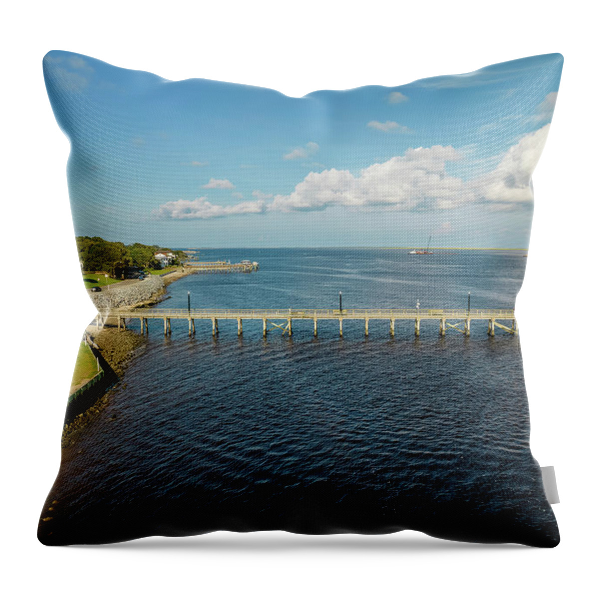 Aerial Throw Pillow featuring the photograph Southport, NC #16 by Dave Guy