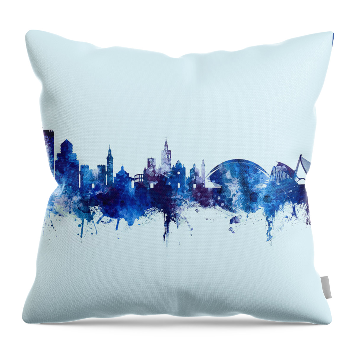 Valencia Throw Pillow featuring the digital art Valencia Spain Skyline #16 by Michael Tompsett