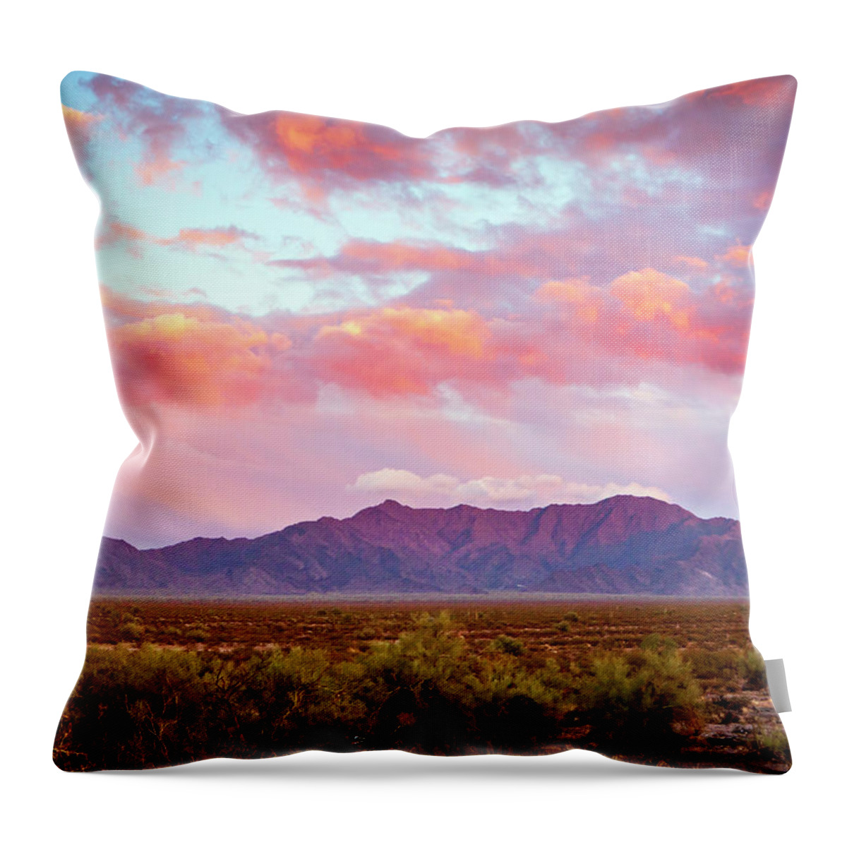 Saguaro Throw Pillow featuring the photograph 1658 Estrella Sunset by Steve Sturgill