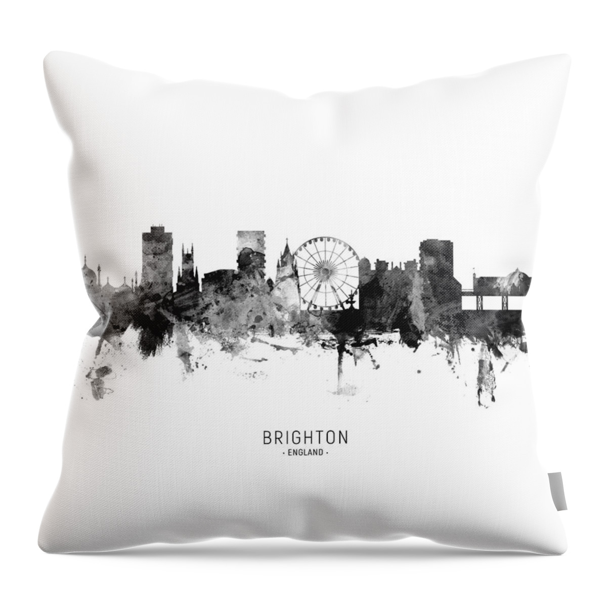 Brighton Throw Pillow featuring the digital art Brighton England Skyline #17 by Michael Tompsett