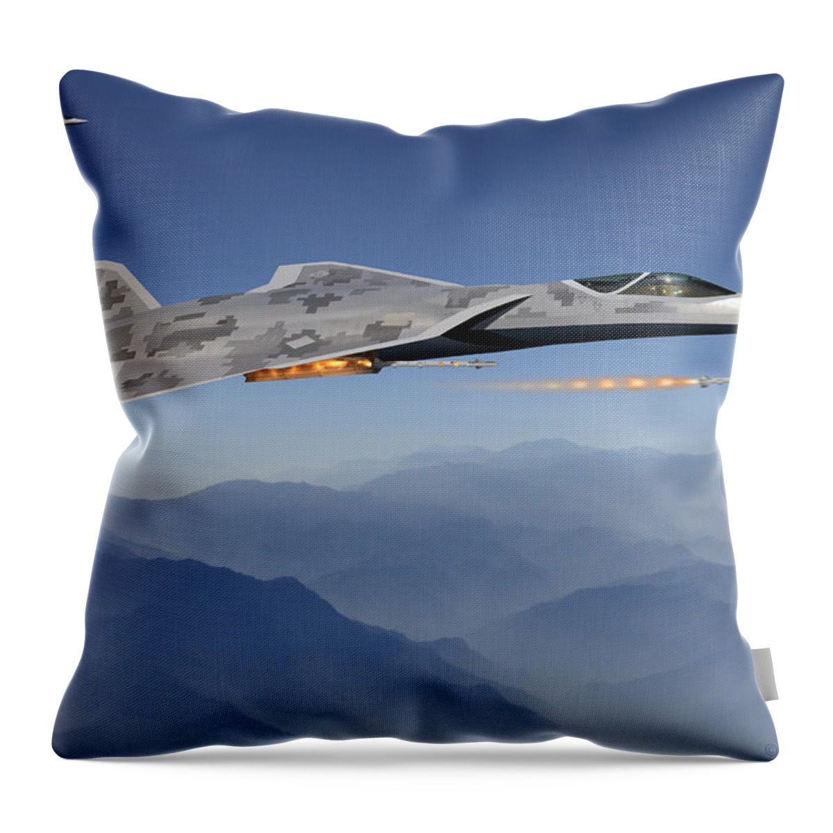 Lmt Throw Pillow featuring the digital art Lockheed LMT Raven II by Custom Aviation Art