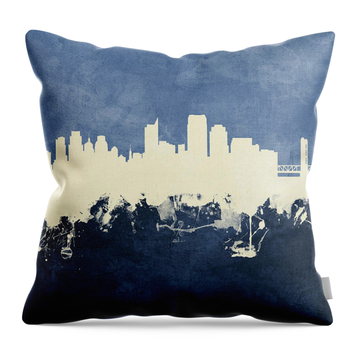 Sacramento Throw Pillow featuring the digital art Sacramento California Skyline #17 by Michael Tompsett