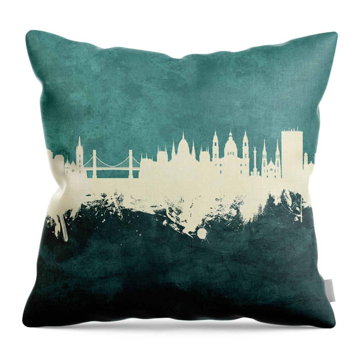 Budapest Throw Pillow featuring the digital art Budapest Hungary Skyline #18 by Michael Tompsett
