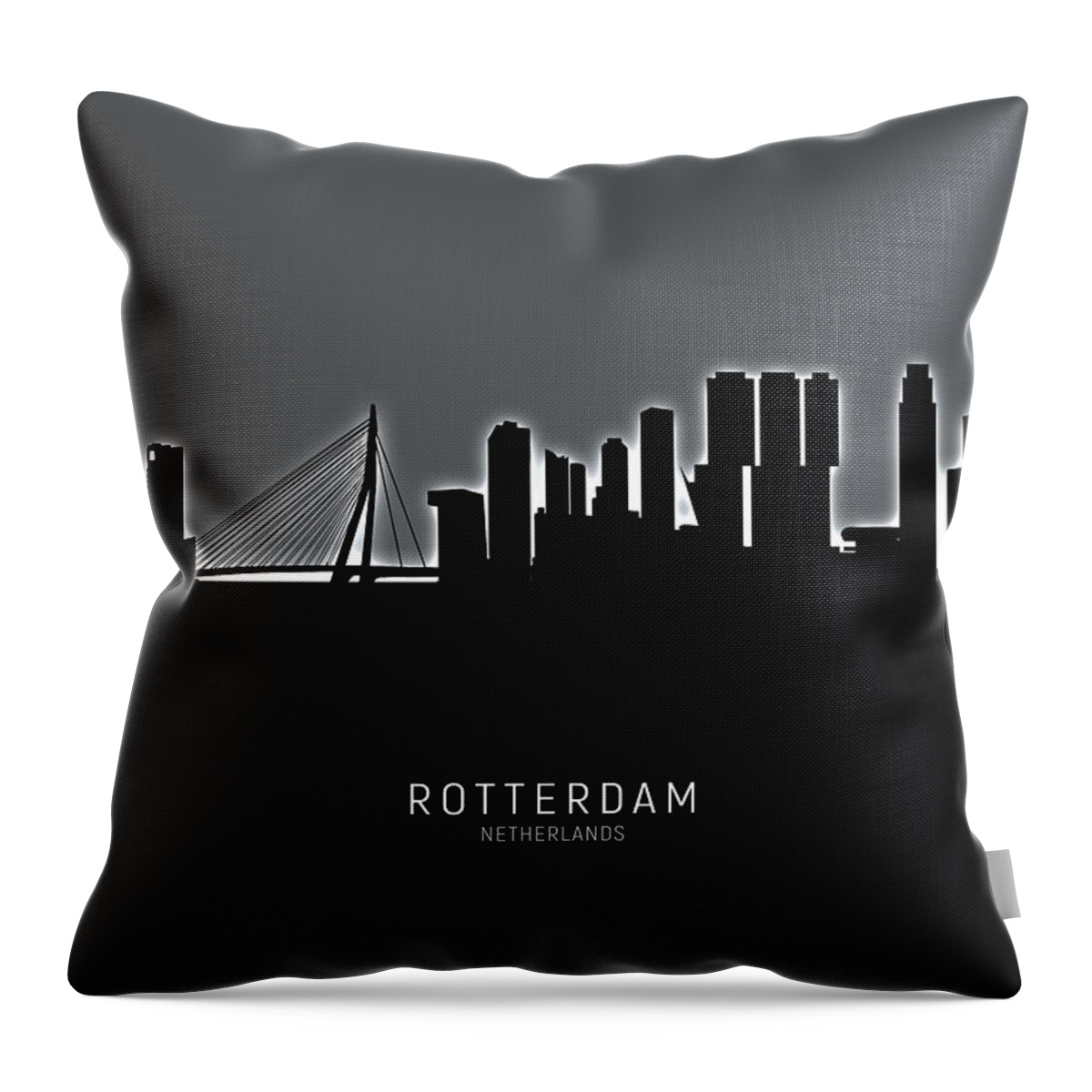 Rotterdam Throw Pillow featuring the digital art Rotterdam The Netherlands Skyline #18 by Michael Tompsett