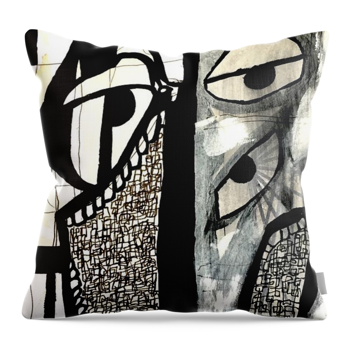 Modern Art Throw Pillow featuring the drawing Untitled #18 by Jeremiah Ray