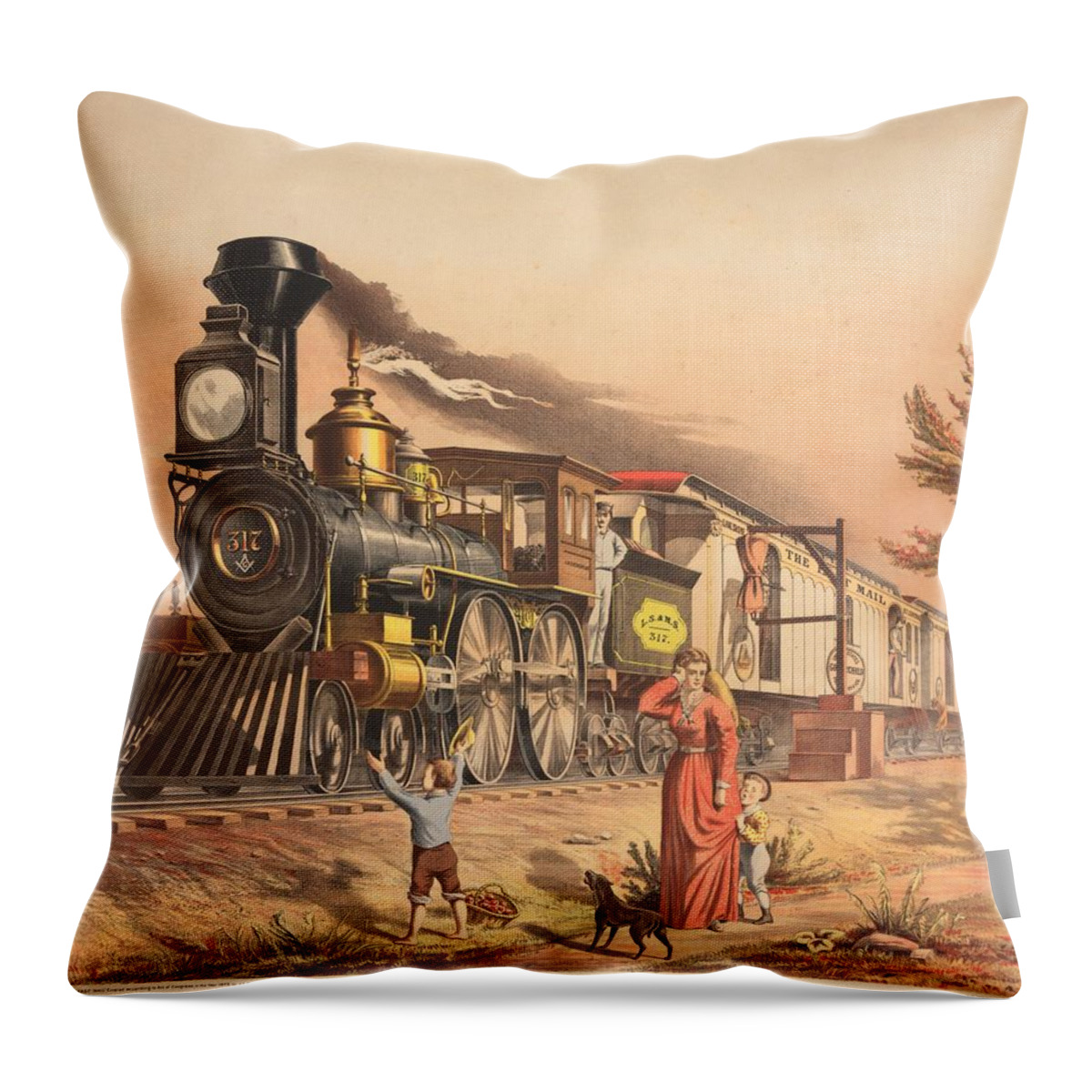 Americana Throw Pillow featuring the digital art 1875 Fast Mail by Kim Kent