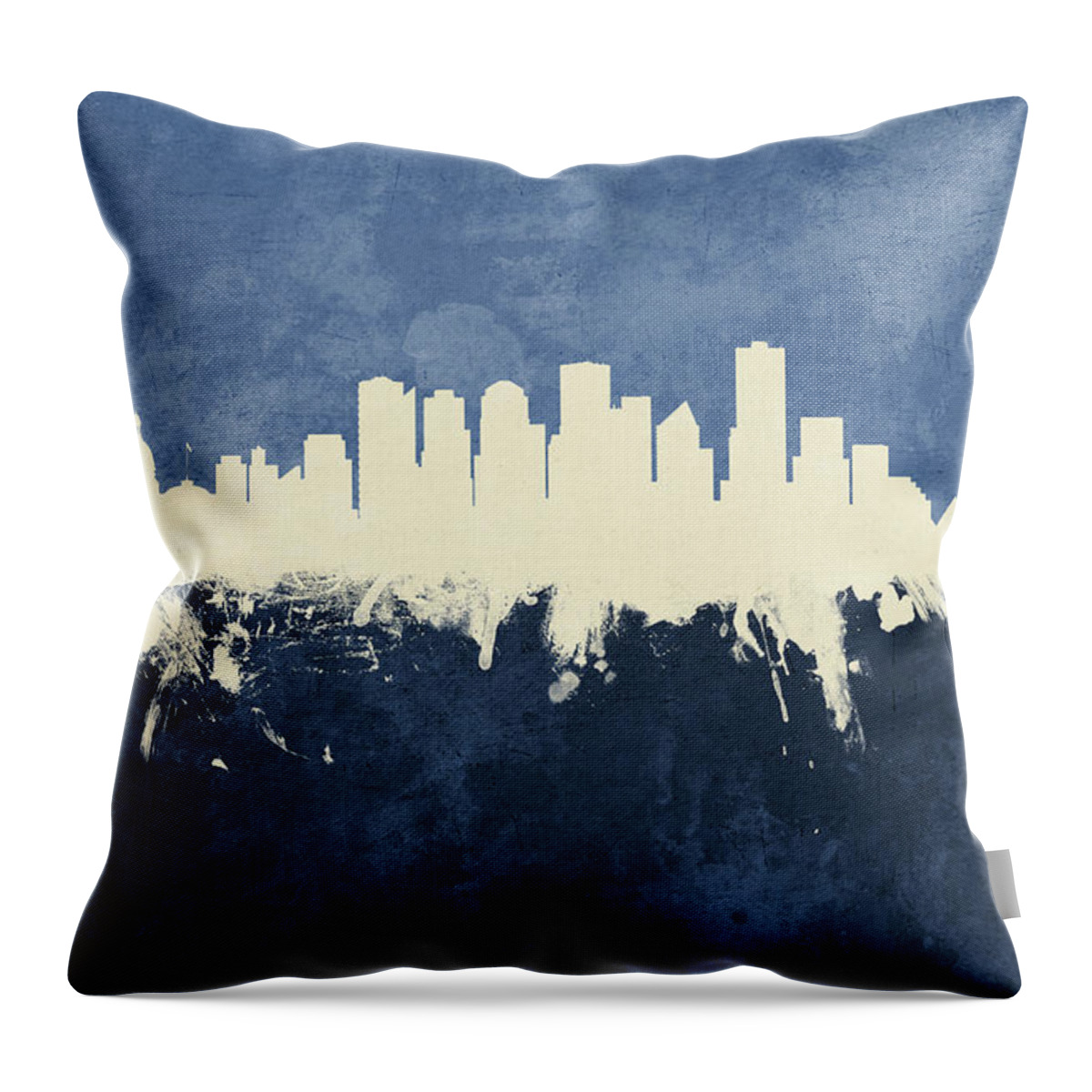 Edmonton Throw Pillow featuring the digital art Edmonton Canada Skyline #19 by Michael Tompsett