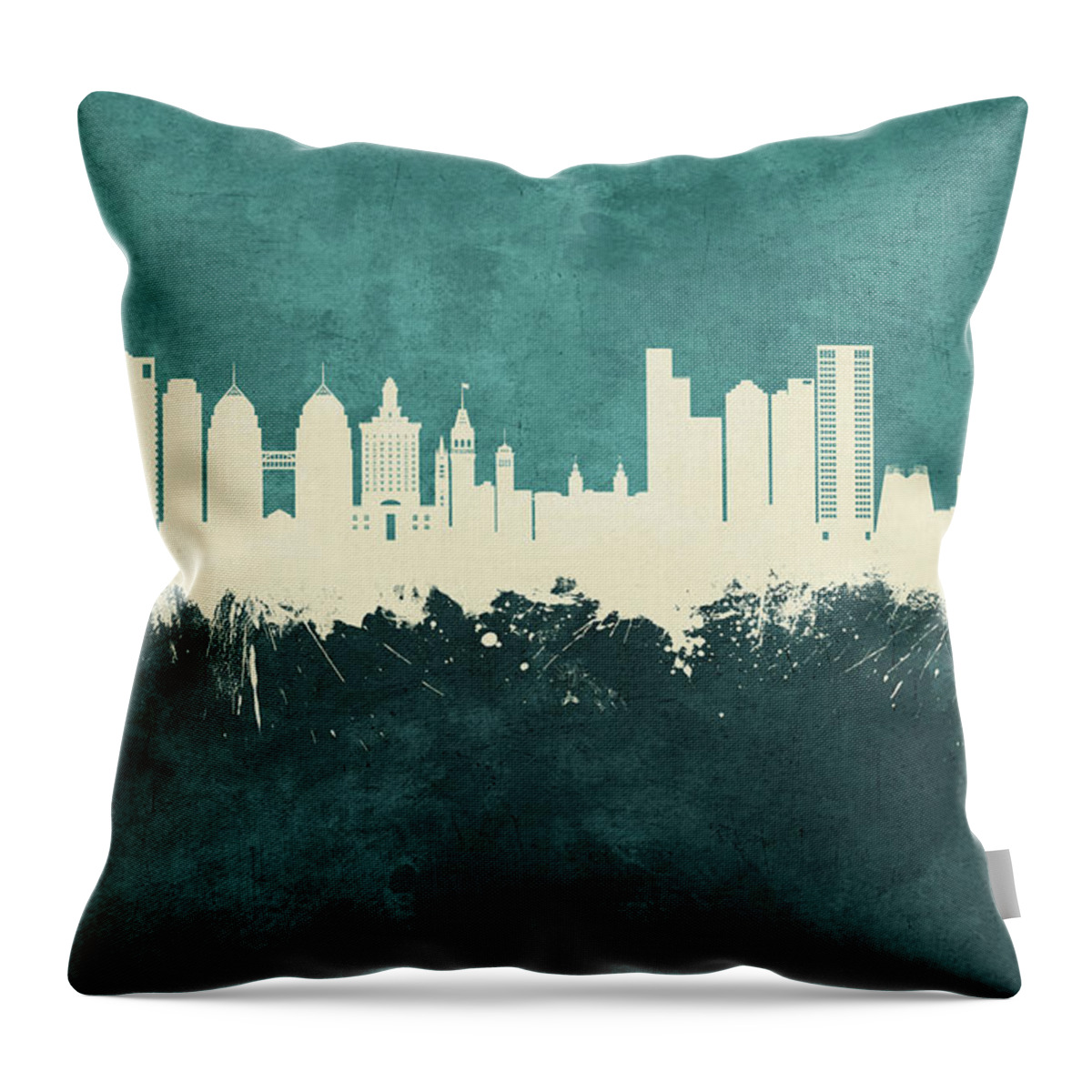 Oakland Throw Pillow featuring the digital art Oakland California Skyline #19 by Michael Tompsett