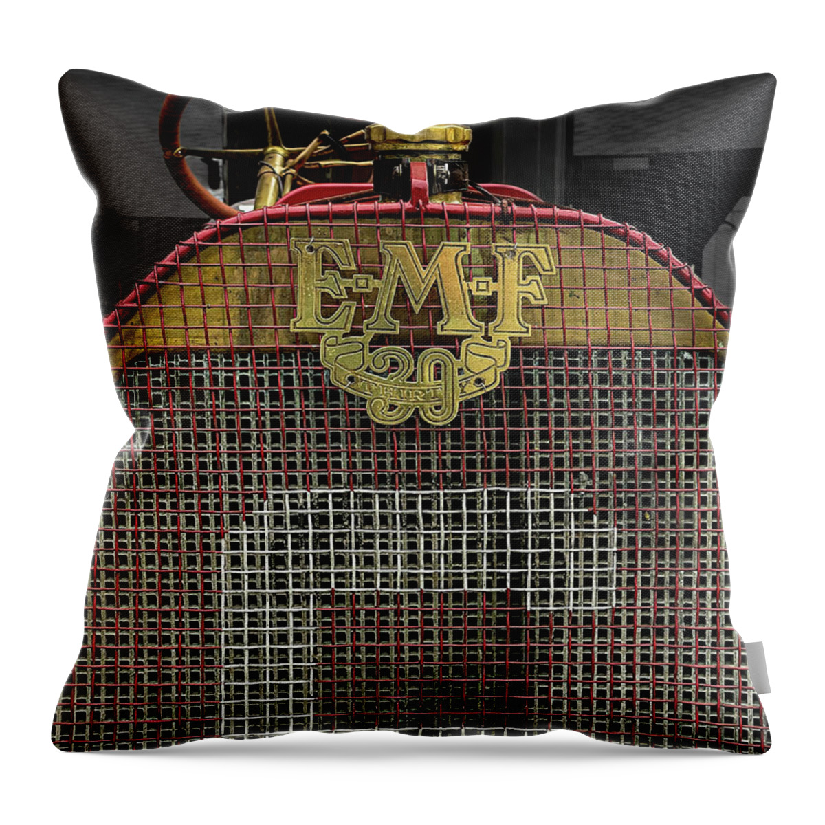 Svra Throw Pillow featuring the photograph 1909 E-M-F 30 Grill by Josh Williams