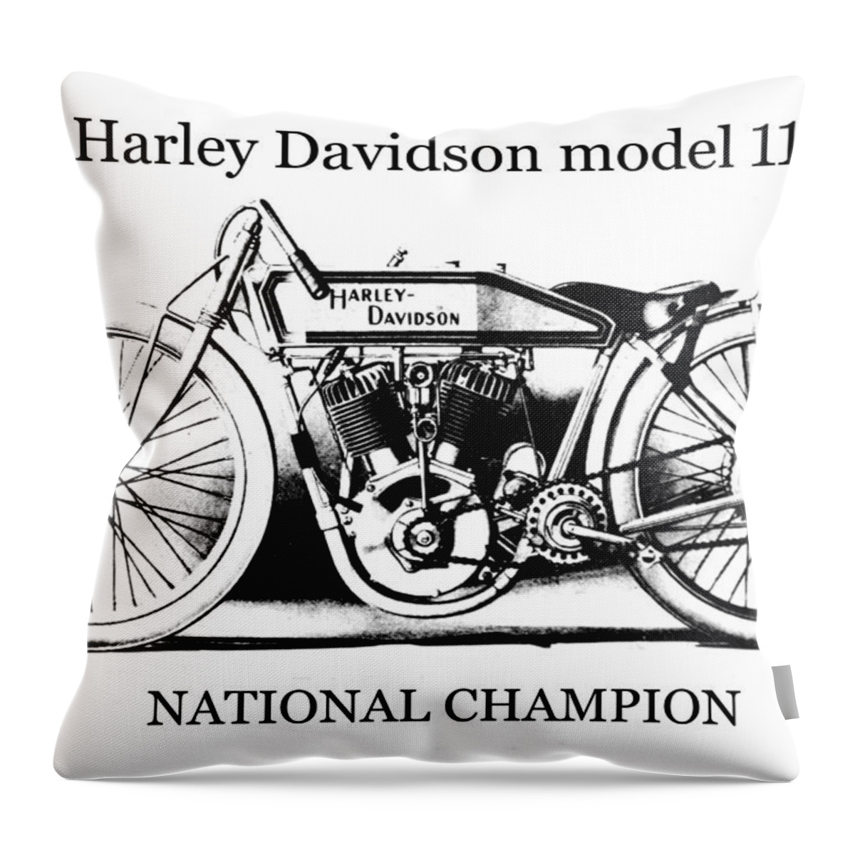 Harley Davidson Throw Pillow featuring the mixed media 1914 Harley Davidson model 11 K by David Lee Thompson