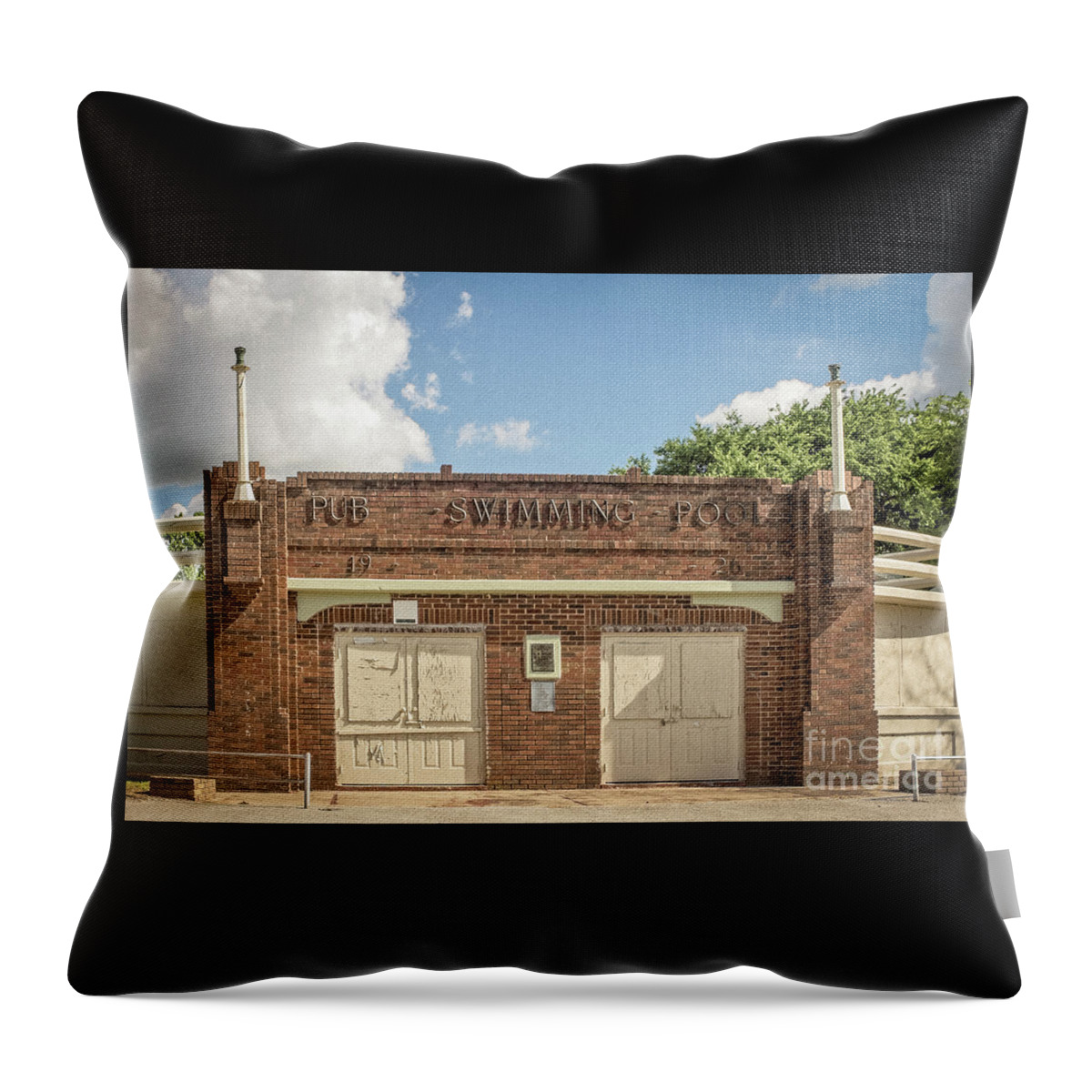 1926 Swimming Pool Throw Pillow featuring the photograph 1926 Swimming Pool  by Imagery by Charly