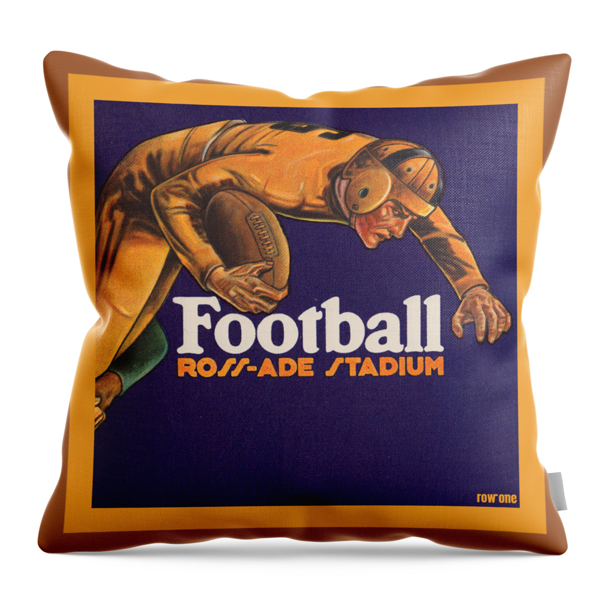 Purdue Throw Pillow featuring the mixed media 1929 Purdue Football Art by Row One Brand