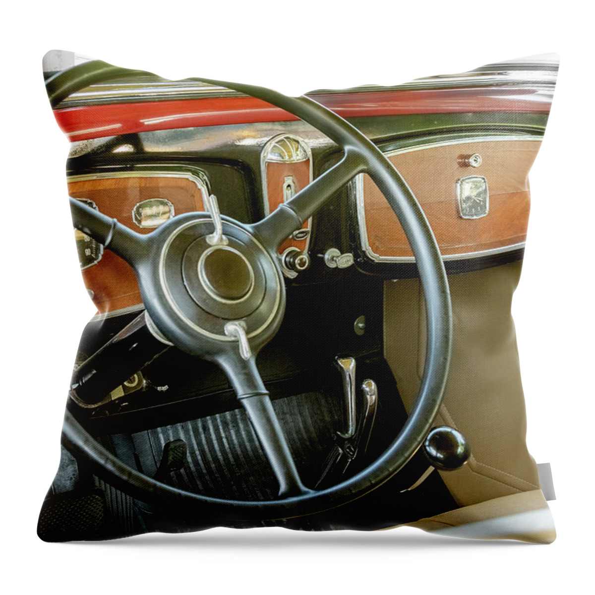 1900s Throw Pillow featuring the photograph 1932 Buick Dashboard by Jack R Perry