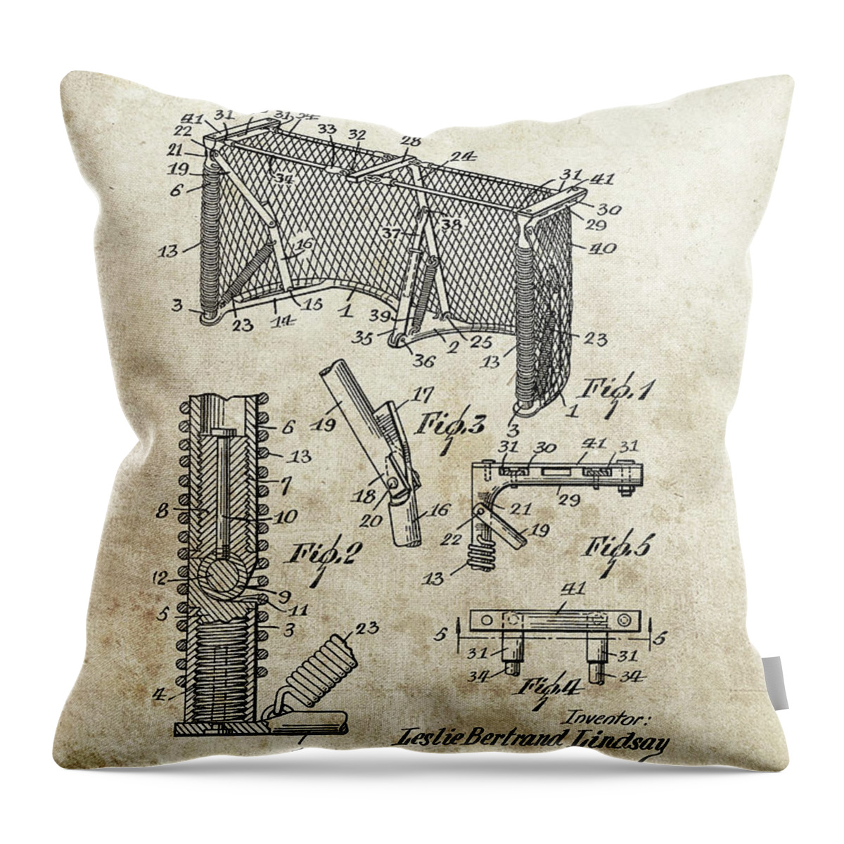 1948 Hockey Goal Patent Throw Pillow featuring the drawing 1948 Hockey Goal Patent by Dan Sproul