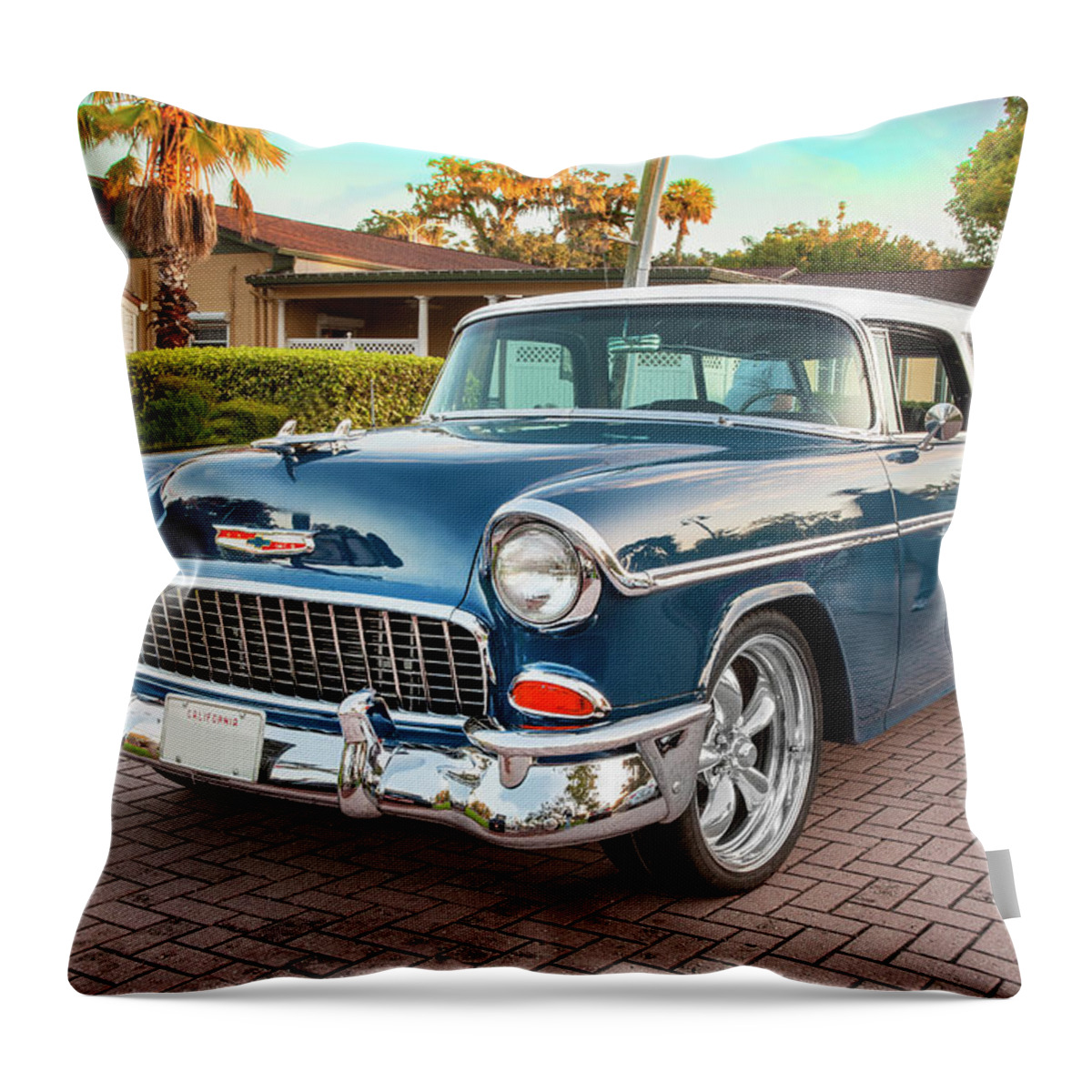 1955 Chevy Nomad Throw Pillow featuring the photograph 1955 chevrolet Bel Air Nomad Station Wagon 233 by Rich Franco