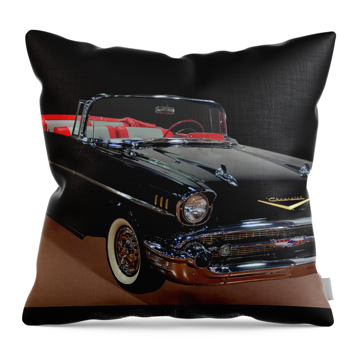 1950s Cars Throw Pillow featuring the photograph 1957 Chevy Bel Air Convertible by Flees Photos