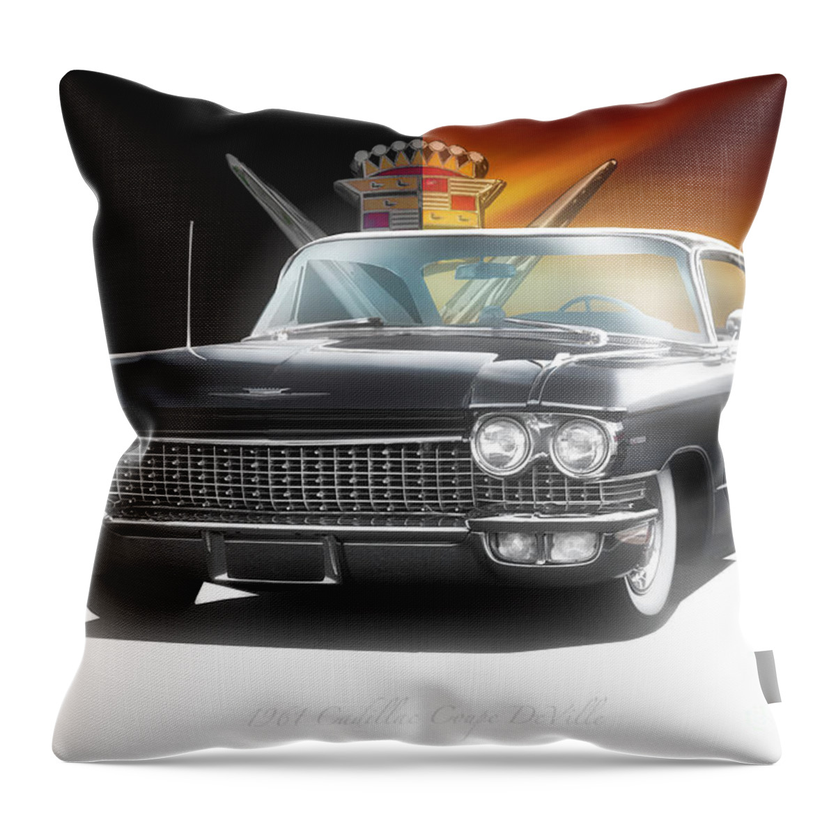 1961 Cadillac Coupe Deville Throw Pillow featuring the photograph 1961 Cadillac Coupe DeVille by Dave Koontz