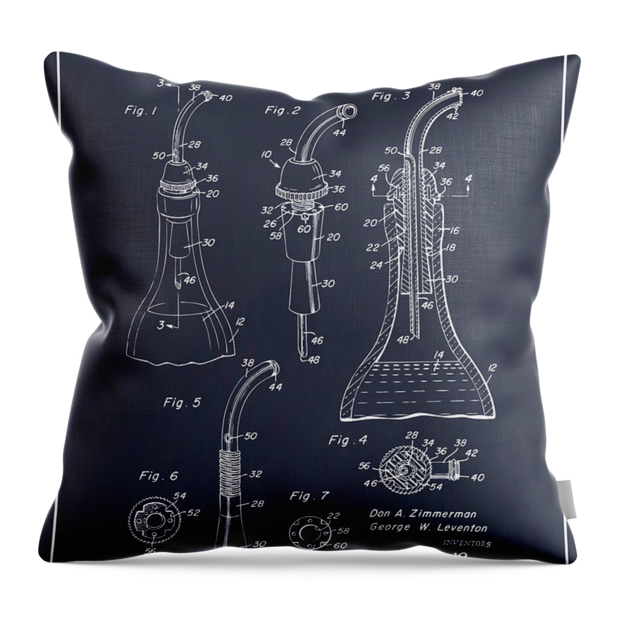 1964 Bottle Pourer Patent Print Throw Pillow featuring the drawing 1964 Bottle Pourer Blackboard Patent Print by Greg Edwards