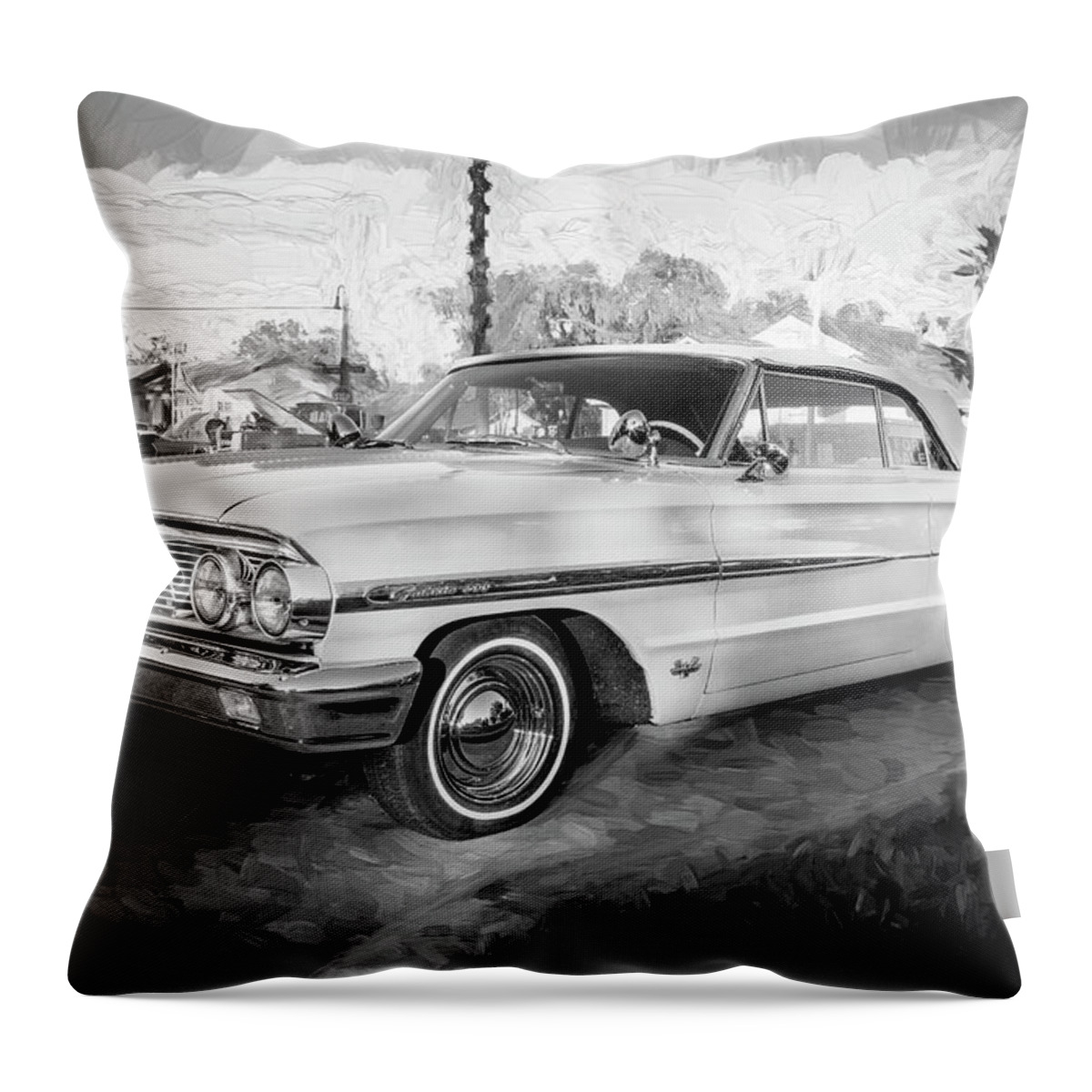 1964 Ford Galaxie 500 390 Engine Throw Pillow featuring the photograph 1964 Ford Galaxie 500 390 Engine X101 by Rich Franco